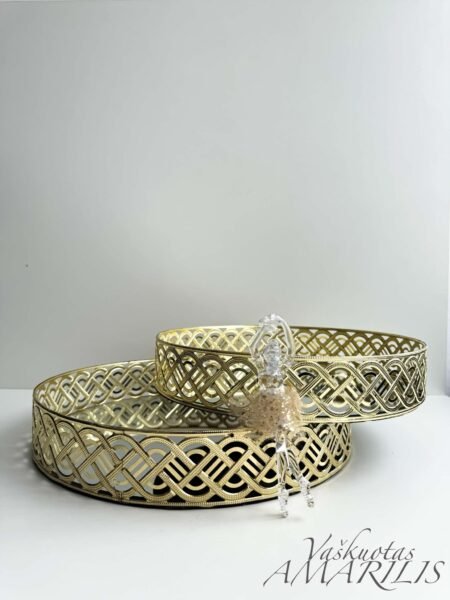 Auksinis padėklas su veidrodžiu